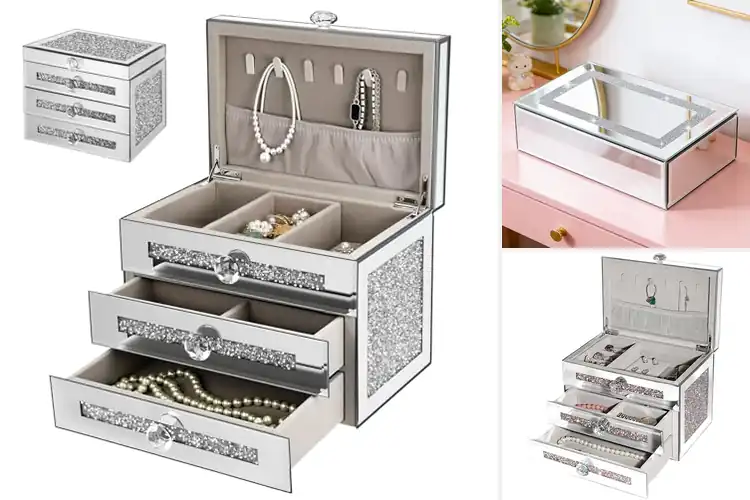 Detailed view of Best Mirrored Jewelry Box Interior