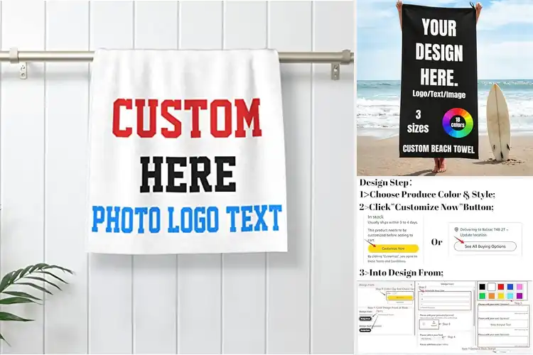Detailed view of Best Photo Logo Text Printed Towels
