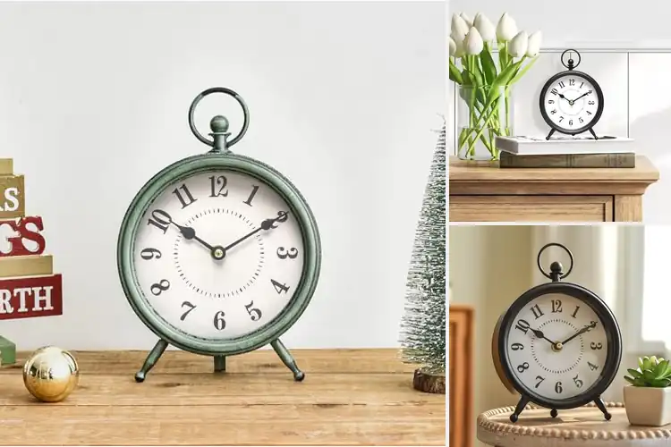 Detailed view of Best Rustic Table Clock On Stand
