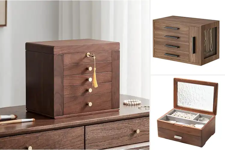 Detailed view of Best Walnut Wood Jewelry Box