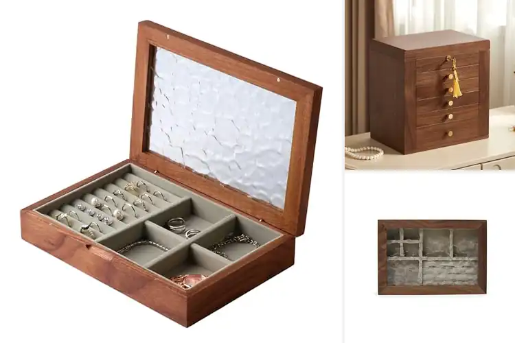 Detailed view of Best Walnut Wood Retro Jewelry Box